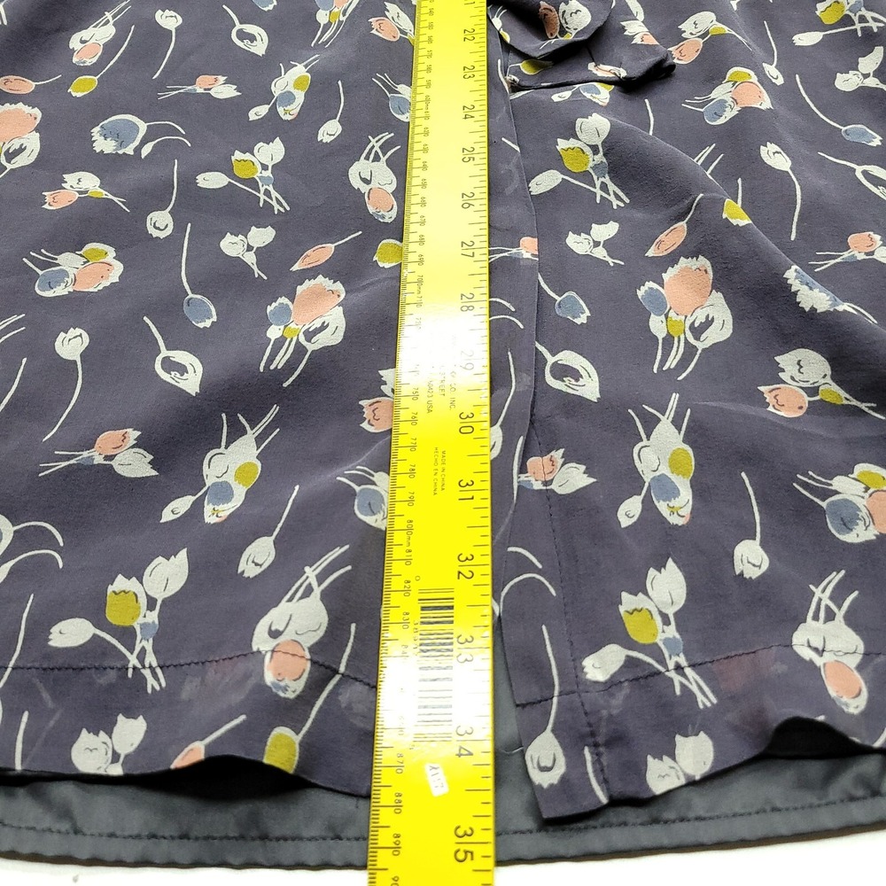 Boden‎ Dress Women 4R Blue Gray Floral 100% Silk Long Sleeve Sheer Occasion - Picture 7 of 12